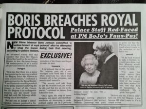 Viz article written by Neil Tollfree with the headline Boris Breaches Royal Protocol